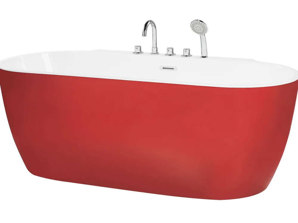 Cheap Beliani Kylpyamme Vapaasti Seisova Punainen 170 X 80 Cm Rotso