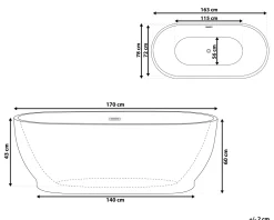 Kylpy- & Poreammeet<Beliani Kylpyamme Vapaasti Seisova Valkoinen 170 X 78 Cm Levera