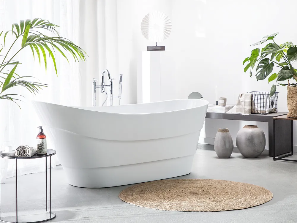 Shop Beliani Kylpyamme Vapaasti Seisova Valkoinen 170 X 73 Cm Buenavista