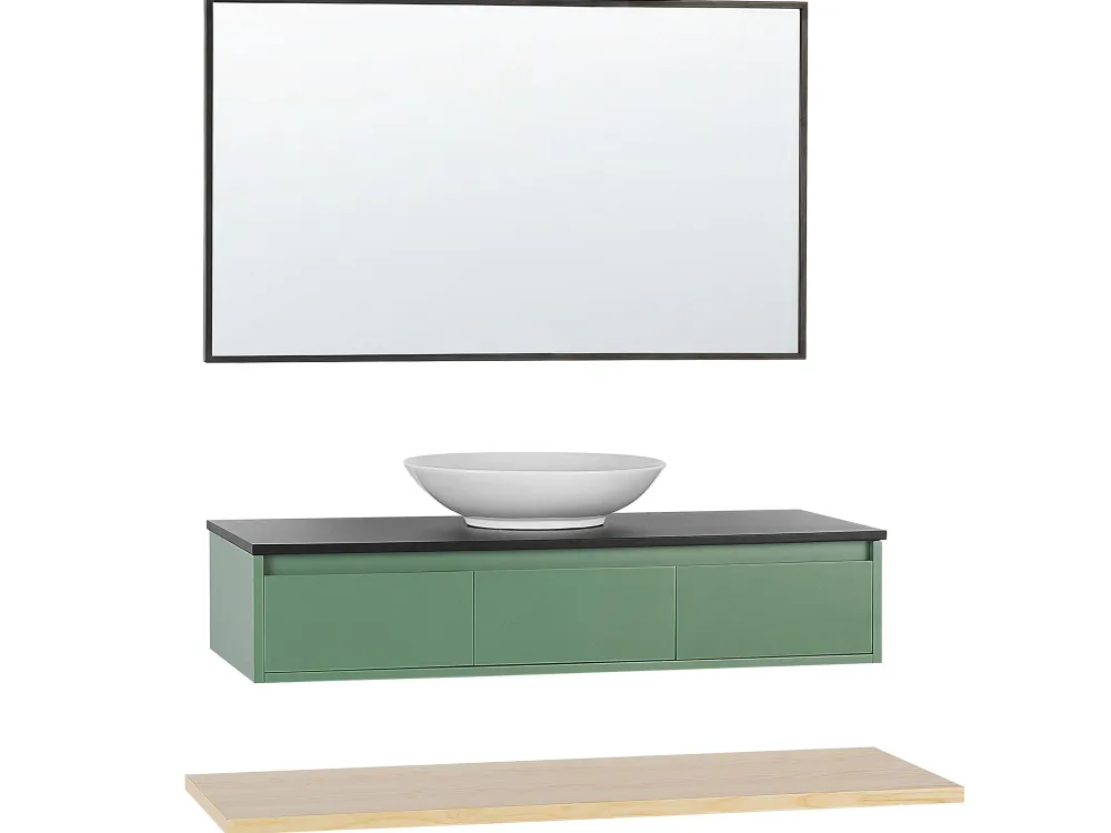 Säilytys<Beliani Kylpyhuoneen Kalusteet 4 Osaa Vihrea/Vaalea Puu Zaragoza