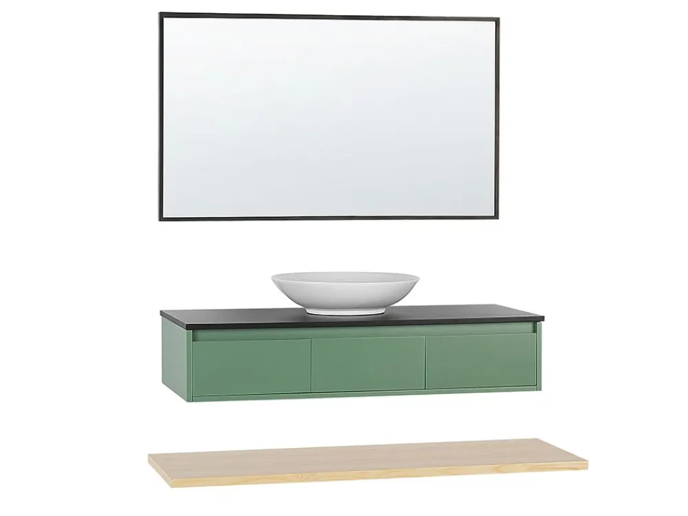 Säilytys<Beliani Kylpyhuoneen Kalusteet 4 Osaa Vihrea/Vaalea Puu Zaragoza