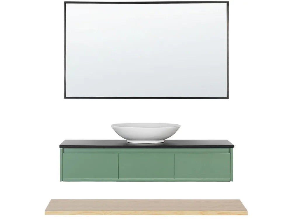 Säilytys<Beliani Kylpyhuoneen Kalusteet 4 Osaa Vihrea/Vaalea Puu Zaragoza