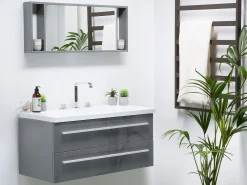 Fashion Beliani Kylpyhuoneen Kalusteet 3 Osaa Harmaa Almeria