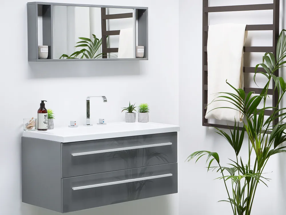 Fashion Beliani Kylpyhuoneen Kalusteet 3 Osaa Harmaa Almeria