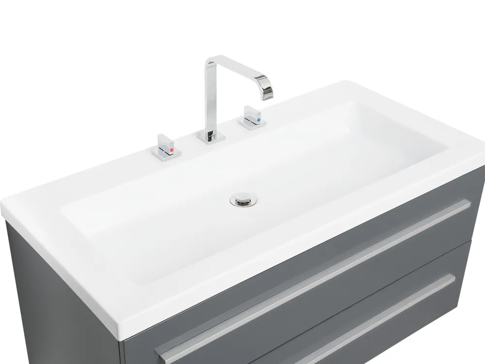 Fashion Beliani Kylpyhuoneen Kalusteet 3 Osaa Harmaa Almeria