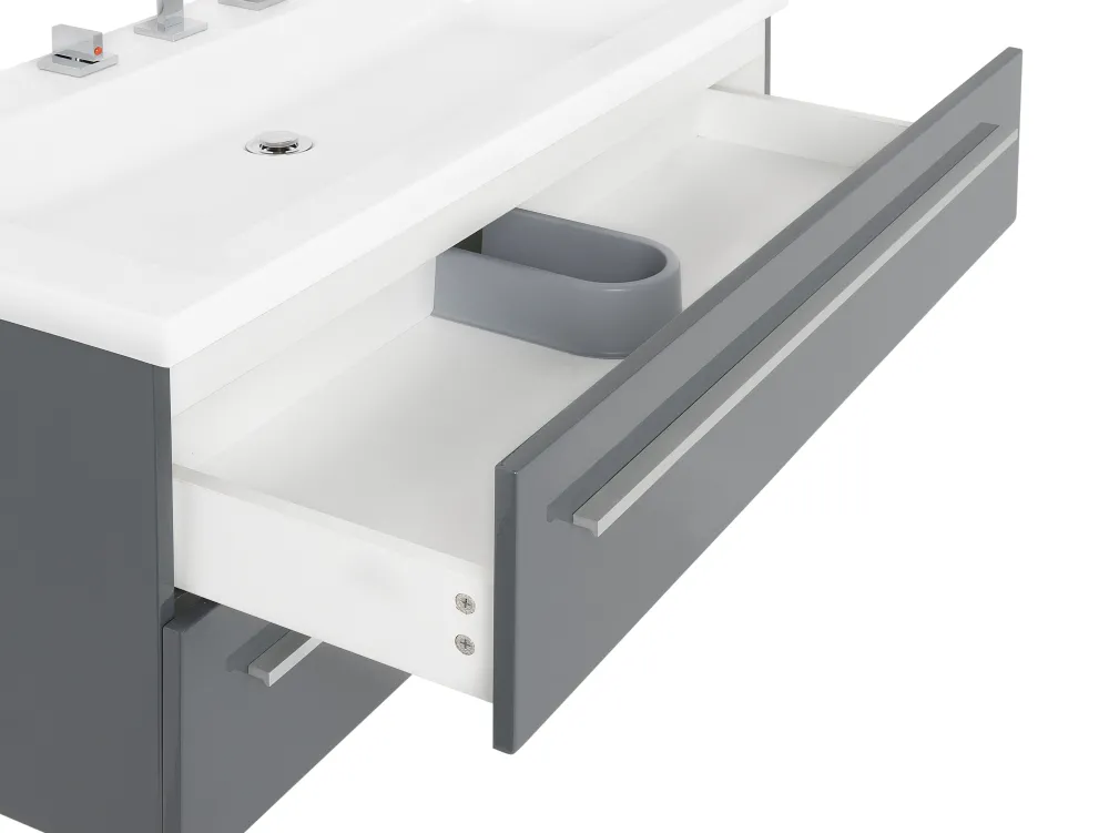 Fashion Beliani Kylpyhuoneen Kalusteet 3 Osaa Harmaa Almeria