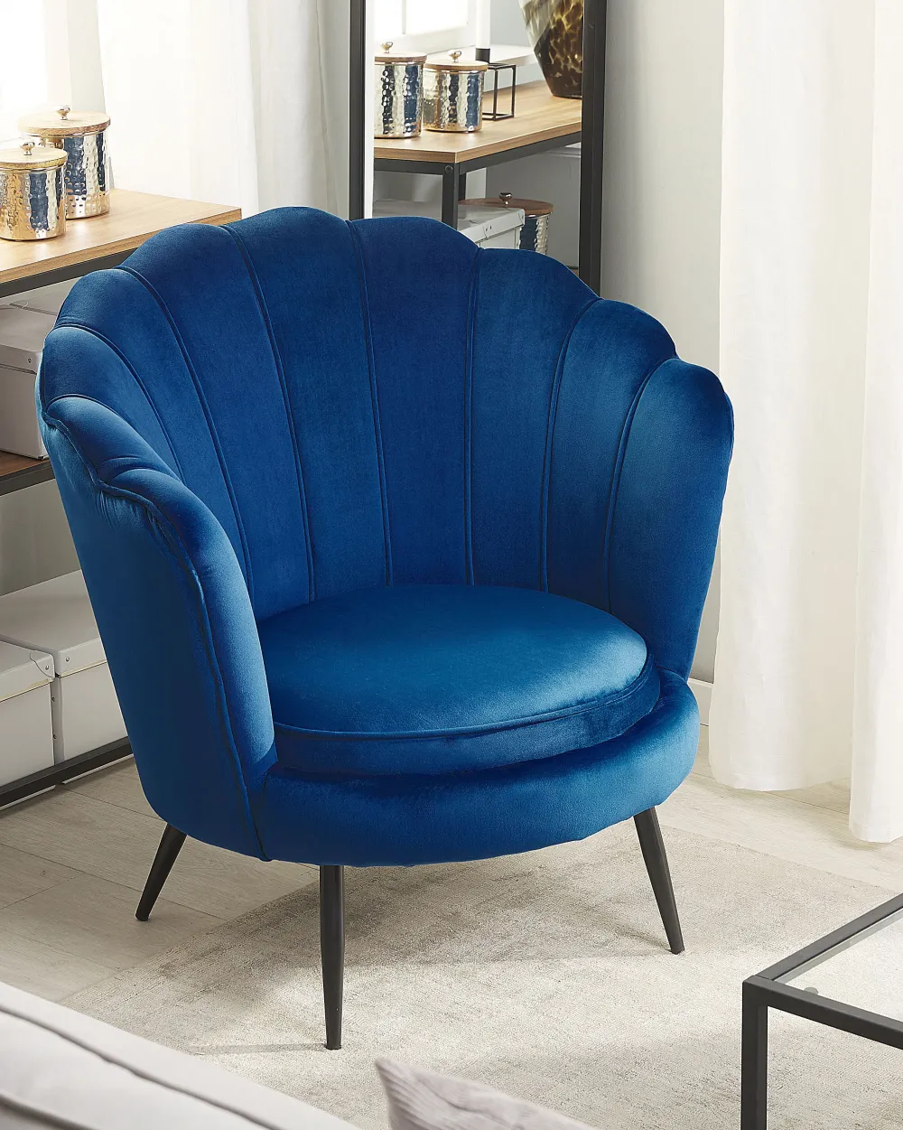 Nojatuolit<Beliani Laivastonsininen Samettinen Nojatuoli Lovikka