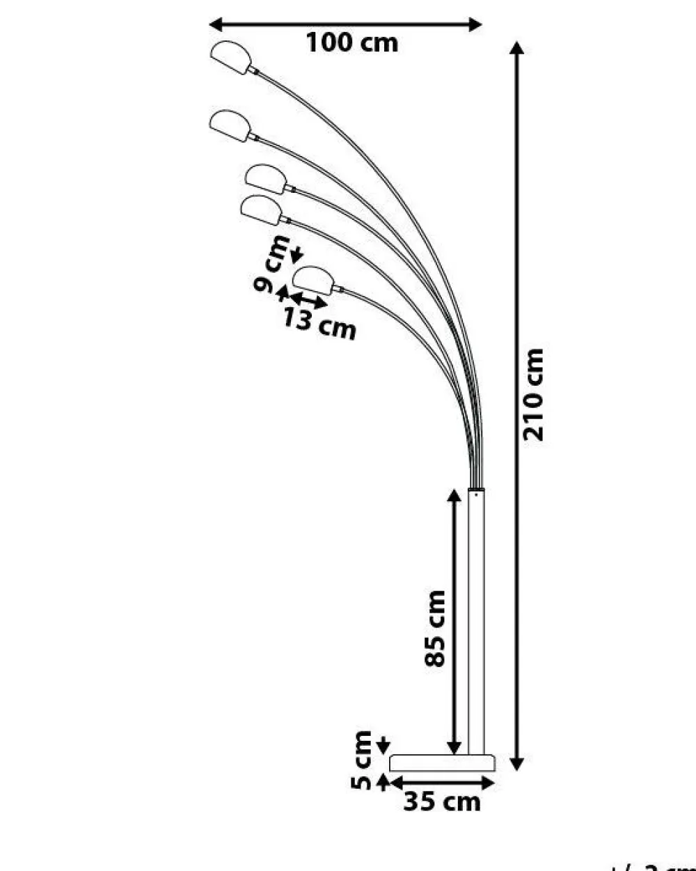 Valaisimet<Beliani Lattiavalaisin 5 Polttimoa Metalli Kulta Flinders