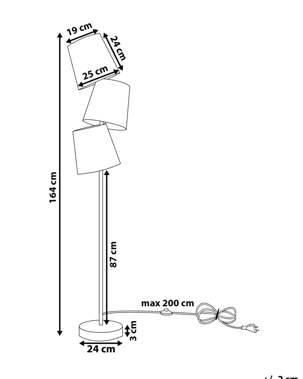Valaisimet<Beliani Lattiavalaisin 3 Polttimoa Metalli Monivarinen Rio Grande