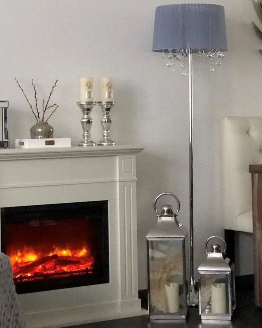 Valaisimet<Beliani Lattiavalaisin 3 Polttimoa Metalli Vaaleanharmaa Evans