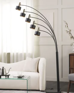 New Beliani Lattiavalaisin 5 Polttimoa Rauta Musta Anbesa