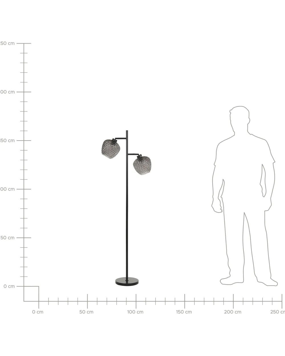 Valaisimet<Beliani Lattiavalaisin 2 Polttimoa Lasi Harmaa Sherry