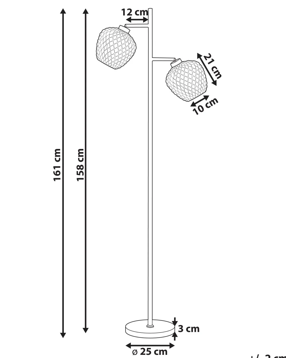 Valaisimet<Beliani Lattiavalaisin 2 Polttimoa Lasi Harmaa Sherry