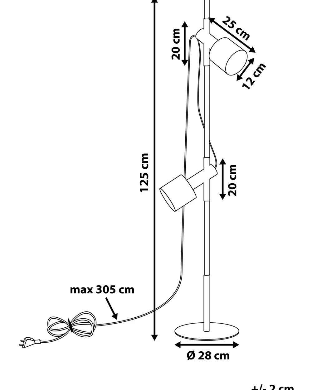 Valaisimet<Beliani Lattiavalaisin 2 Polttimoa Tammi Musta Owens