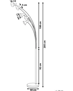 Valaisimet<Beliani Lattiavalaisin 5 Polttimoa Metalli Musta Baraga