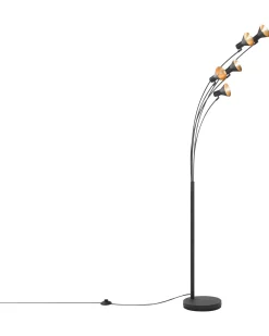 Valaisimet<Beliani Lattiavalaisin 5 Polttimoa Metalli Musta Baraga