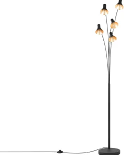 Valaisimet<Beliani Lattiavalaisin 5 Polttimoa Metalli Musta Baraga