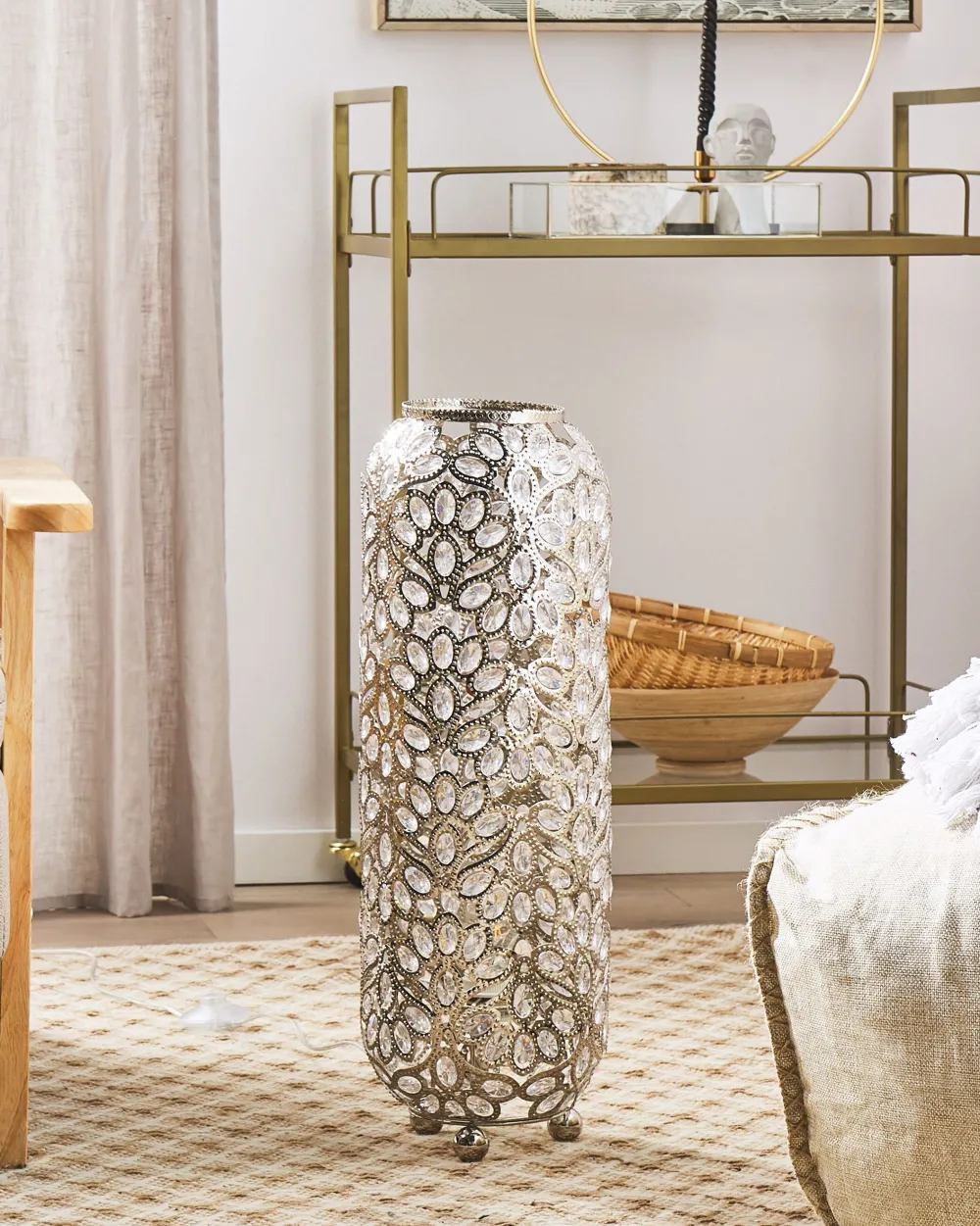 Valaisimet<Beliani Lattiavalaisin Metalli Hopea Volta