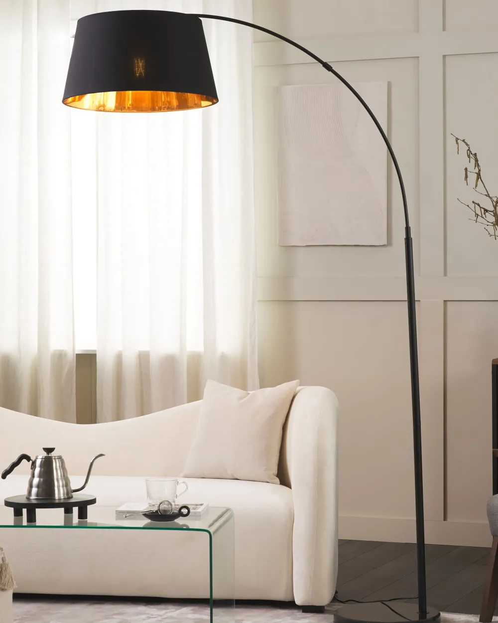 Valaisimet<Beliani Lattiavalaisin Metalli Musta/Kupari Yabus