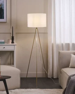 Valaisimet<Beliani Lattiavalaisin Metalli Valkoinen/Kulta Vistula