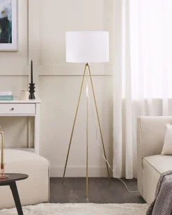 Valaisimet<Beliani Lattiavalaisin Metalli Valkoinen/Kulta Vistula