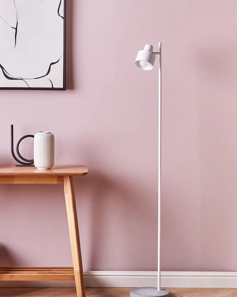 Valaisimet<Beliani Lattiavalaisin Metalli Valkoinen Corbones