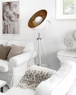 Shop Beliani Lattiavalaisin Metalli Valkoinen/Kulta Thames Ii