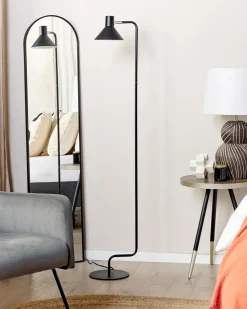 Valaisimet<Beliani Lattiavalaisin Rauta Musta Rimava