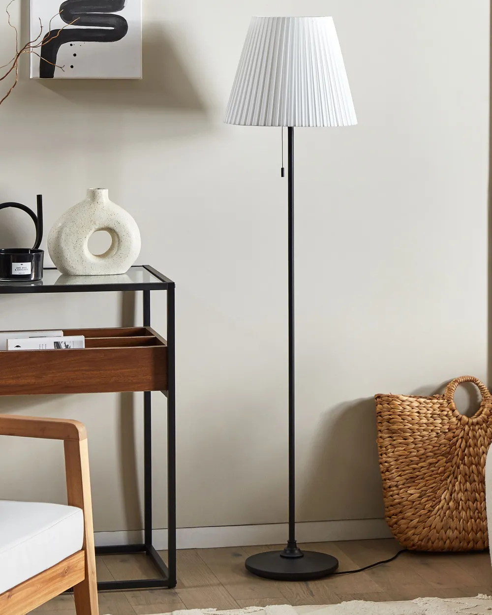 Valaisimet<Beliani Lattiavalaisin Rauta Valkoinen/Musta Torysa