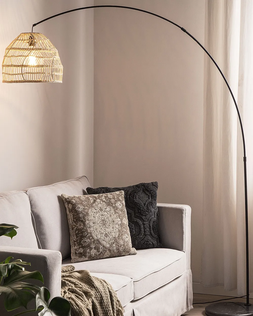 Valaisimet<Beliani Lattiavalaisin Rottinki Luonnonvari/Musta Guaviare