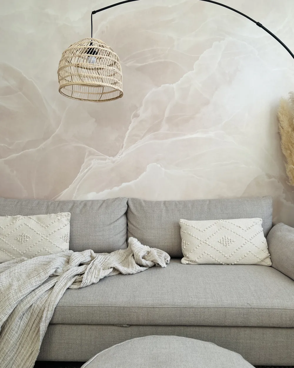 Valaisimet<Beliani Lattiavalaisin Rottinki Luonnonvari/Musta Guaviare