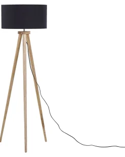 Valaisimet<Beliani Lattiavalaisin Tammi Musta Nitra