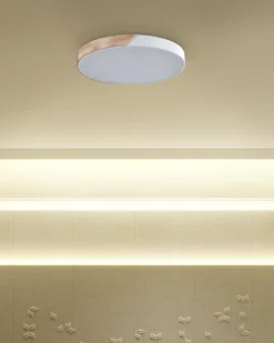 Valaisimet<Beliani Led-Kattovalaisin Teras Valkoinen/Vaalea Puu Pattani