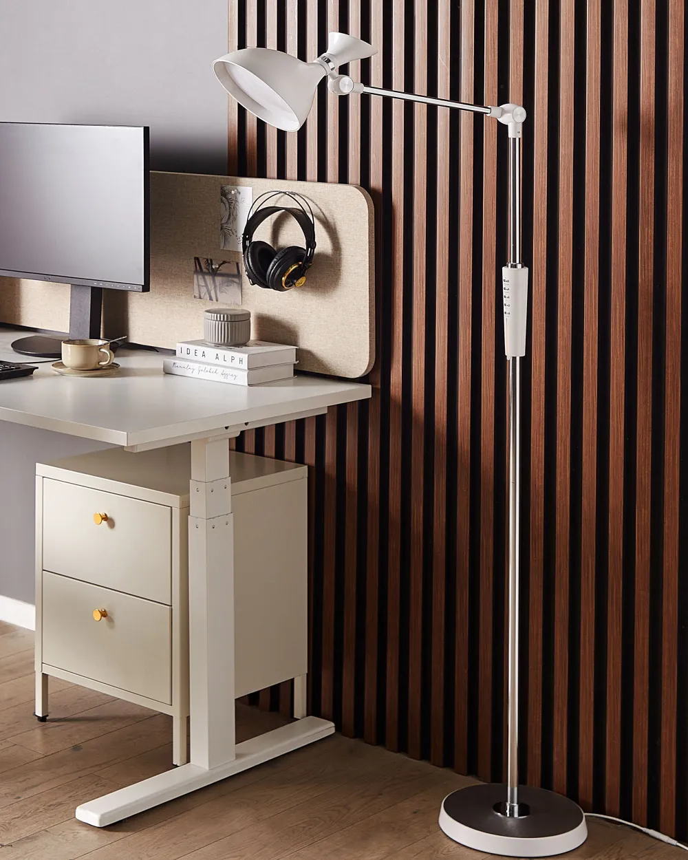 Valaisimet<Beliani Led-Lattiavalaisin Valkoinen Andromeda