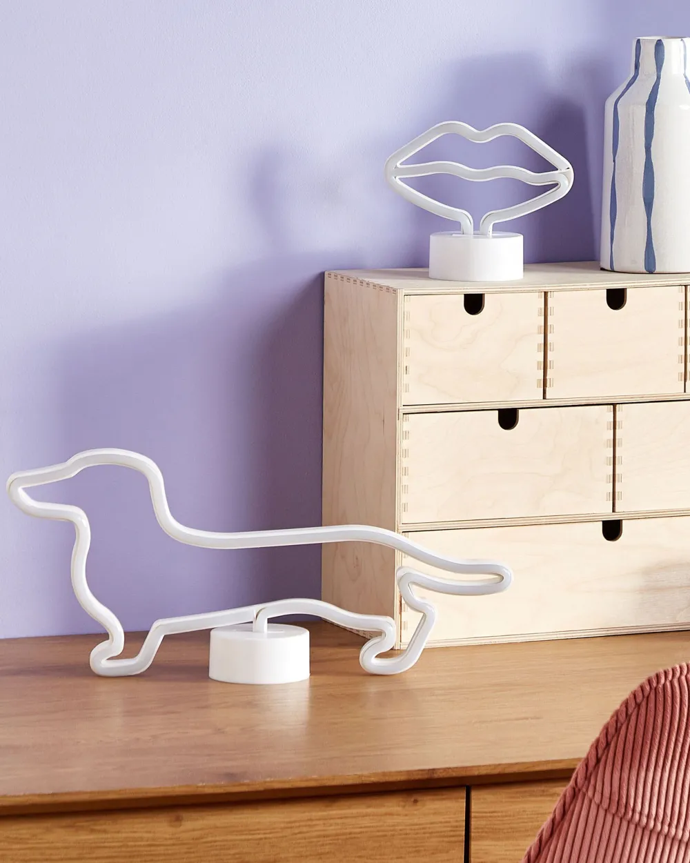 Valaisimet<Beliani Led-Neonvalaisin Huulet Vaaleanpunainen Flora