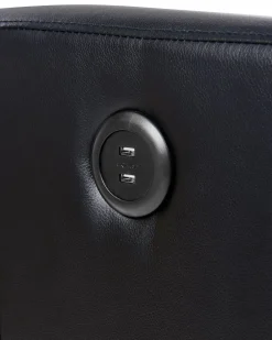 Best Beliani Lepotuoli Keinonahkainen Led-Valoilla Ja Usb-Portilla Musta Virrat