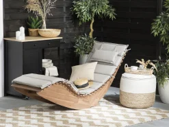 Ulkokalusteet<Beliani Lepotuoli Ruskeanharmaalla Pehmusteella Brescia