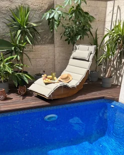 Ulkokalusteet<Beliani Lepotuoli Ruskeanharmaalla Pehmusteella Brescia