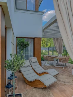 Ulkokalusteet<Beliani Lepotuoli Ruskeanharmaalla Pehmusteella Brescia