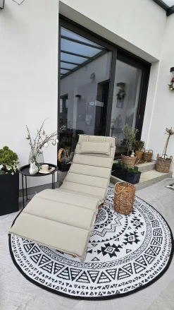 Ulkokalusteet<Beliani Lepotuoli Ruskeanharmaalla Pehmusteella Brescia