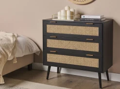 Säilytys<Beliani Lipasto 3 Laatikkoa Musta Opoco