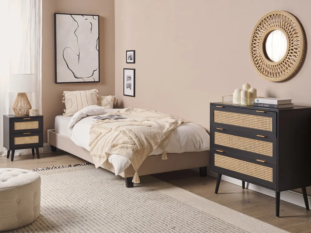 Säilytys<Beliani Lipasto 3 Laatikkoa Musta Opoco