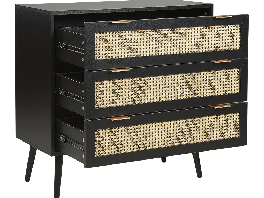 Säilytys<Beliani Lipasto 3 Laatikkoa Musta Opoco