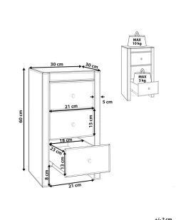 Säilytys<Beliani Lipasto Peililasi 3 Laatikkoa Hopea Lorris
