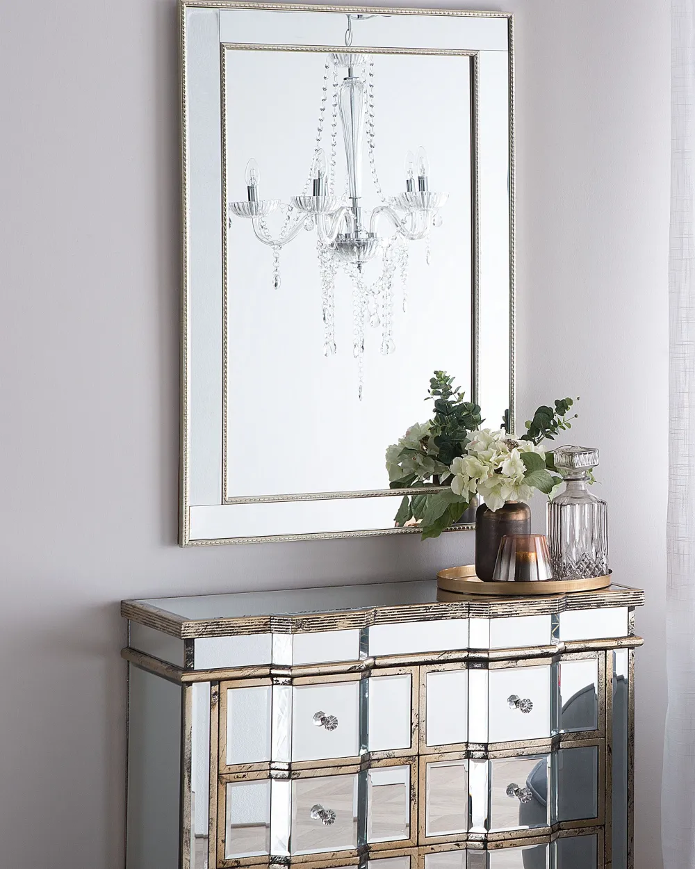 Sale Beliani Lipasto Peililasi 6 Laatikkoa Hopea Mozela