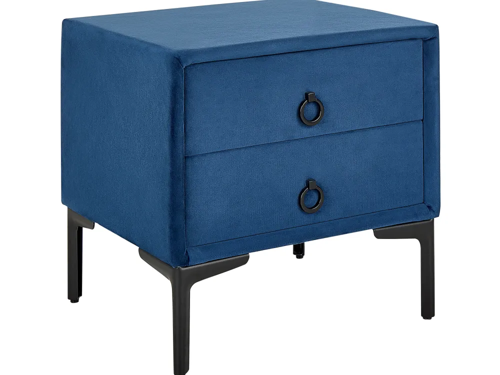 New Beliani Makuuhuonesetti Sametti 3 Osaa Laivastonsininen 180 X 200 Cm Sezanne