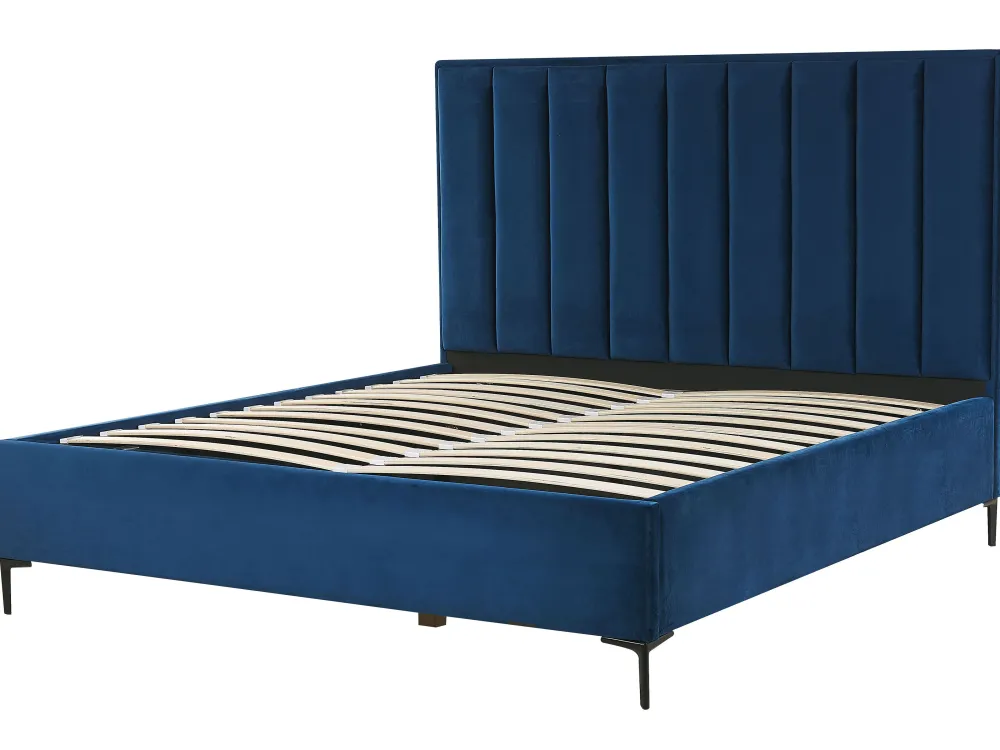 New Beliani Makuuhuonesetti Sametti 3 Osaa Laivastonsininen 180 X 200 Cm Sezanne