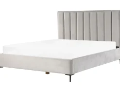 Sängyt<Beliani Makuuhuonesetti Sametti 3 Osaa Vaaleanharmaa 180 X 200 Cm Sezanne