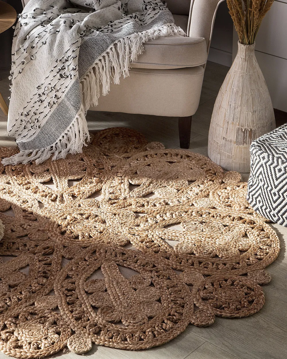 Store Beliani Matto Juutti Beige 120 Cm Bucak