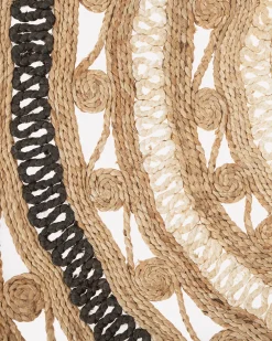 Matot<Beliani Matto Juutti Beige/Musta 140 Cm Goyne